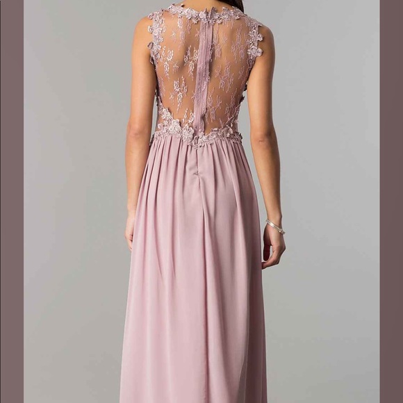Blush floor-length floral lace dress - Picture 3 of 8